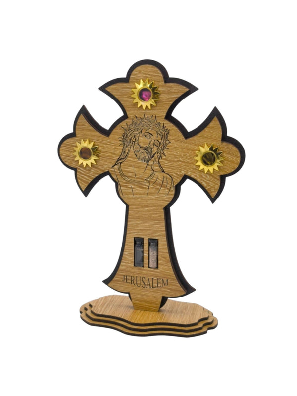 Standing cross Wood Holy Water bless home Jerusalem holy land souvenir gift