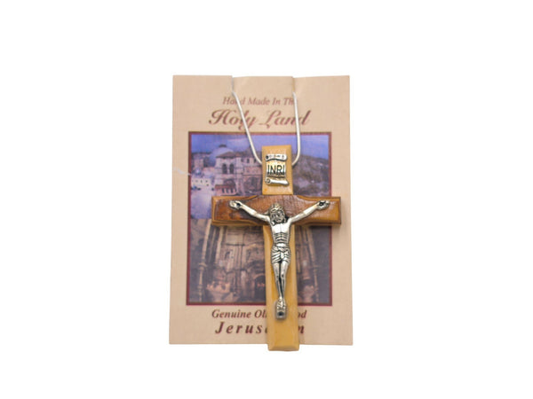 Necklace Olive Wood Cross Pendant Hand Made Jerusalem Holy Land crucifix